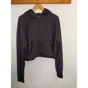 Pact Apparel Organic Cotton Cropped Zip Hoodie Charcoal Gray Sustainable Large